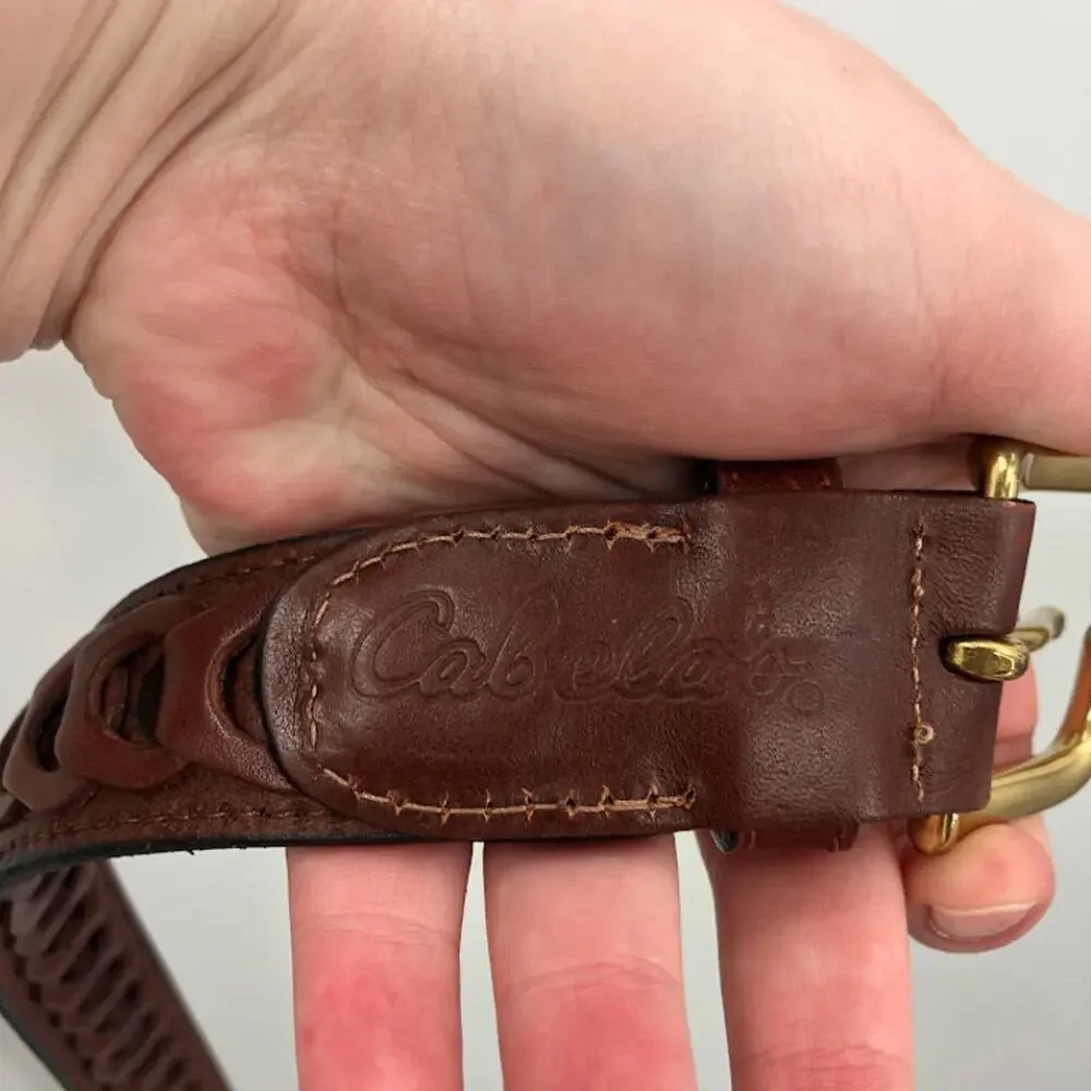 Cabelas Woven InterLocking Leather Belt Men's Small 30